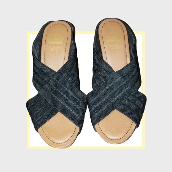 Crown Vintage black elastic cork Wedge 7 - Picture 2 of 7